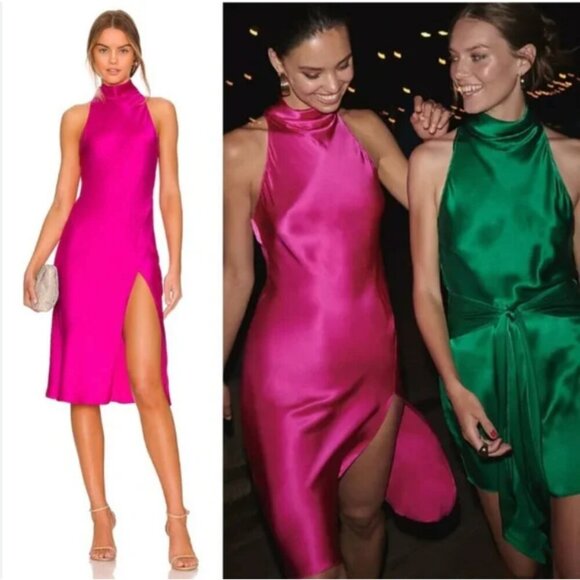 NWOT Amanda Uprichard Stanford Midi Dress in Dark Hot Pink medium - Picture 3 of 6